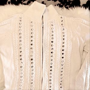 Boston Proper, Beautiful, off-white, studded rhinestone sweater, size medium